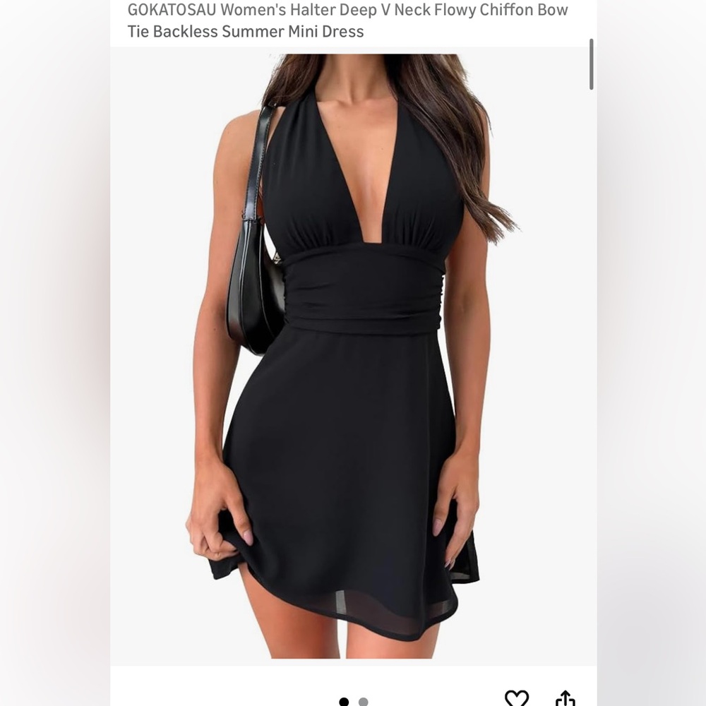 Amazon Black Halter V-Neck Dress